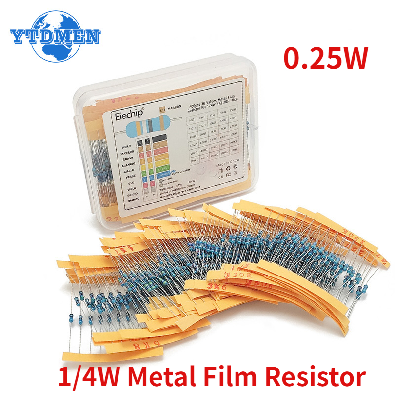 Resistor Kit 1 4W - 300-600PCS 1/4W Metal Film Resistor Kit
