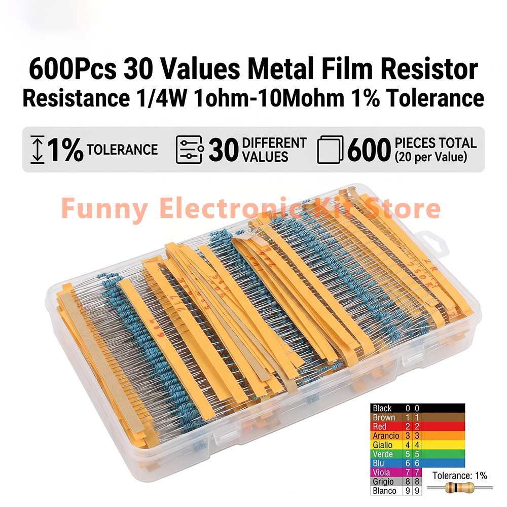 600 Pcs Assorted Metal Film Re - огляд і ціна Resistor Kit 1 4W