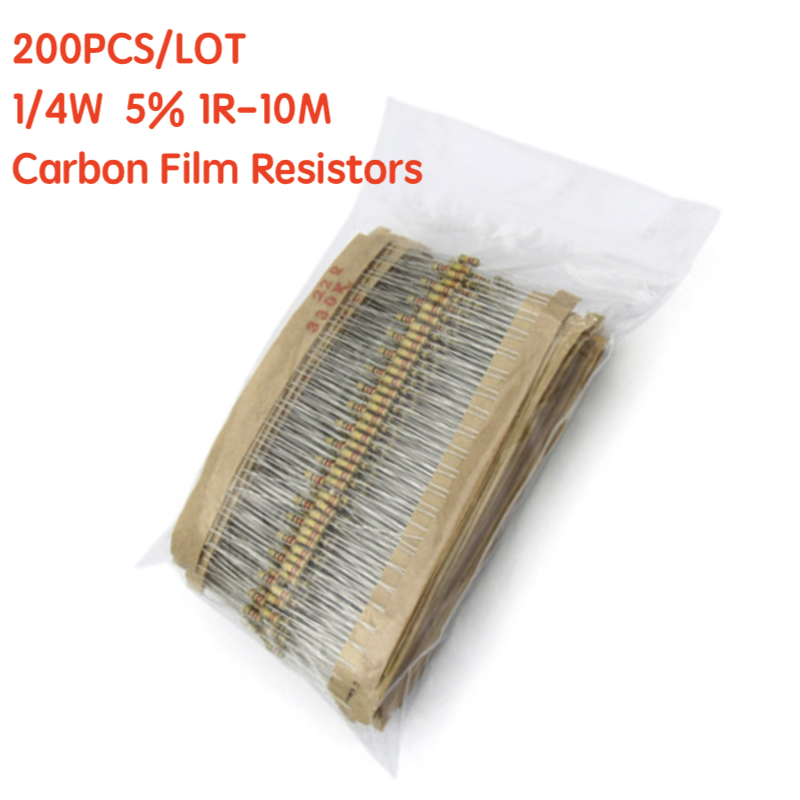 200PCS 1/4W Carbon Film Resist - огляд і ціна Resistor Kit 1 4W