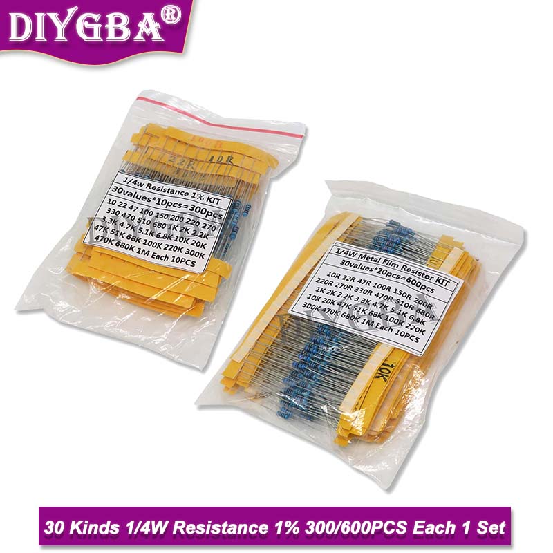 600PCS/Set 30Kinds 1/4W Resist - огляд і ціна Resistor Kit 1 4W