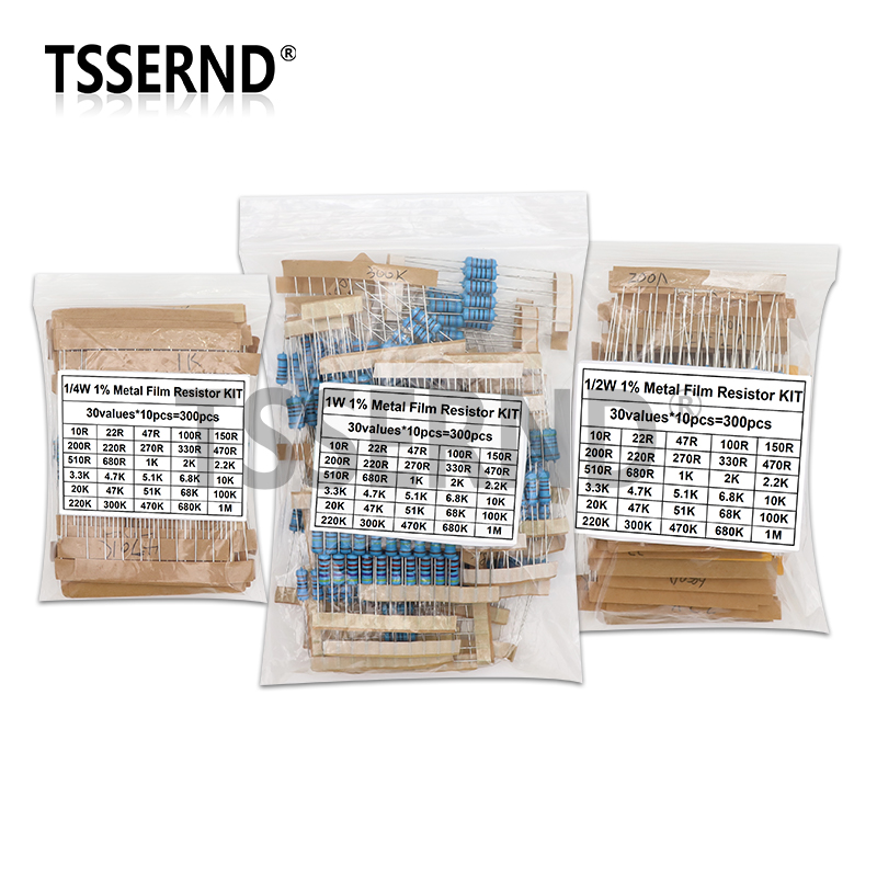 300PCS 1/4W 1/2W 1W 1% Metal F - огляд і ціна Resistor Kit 1 4W