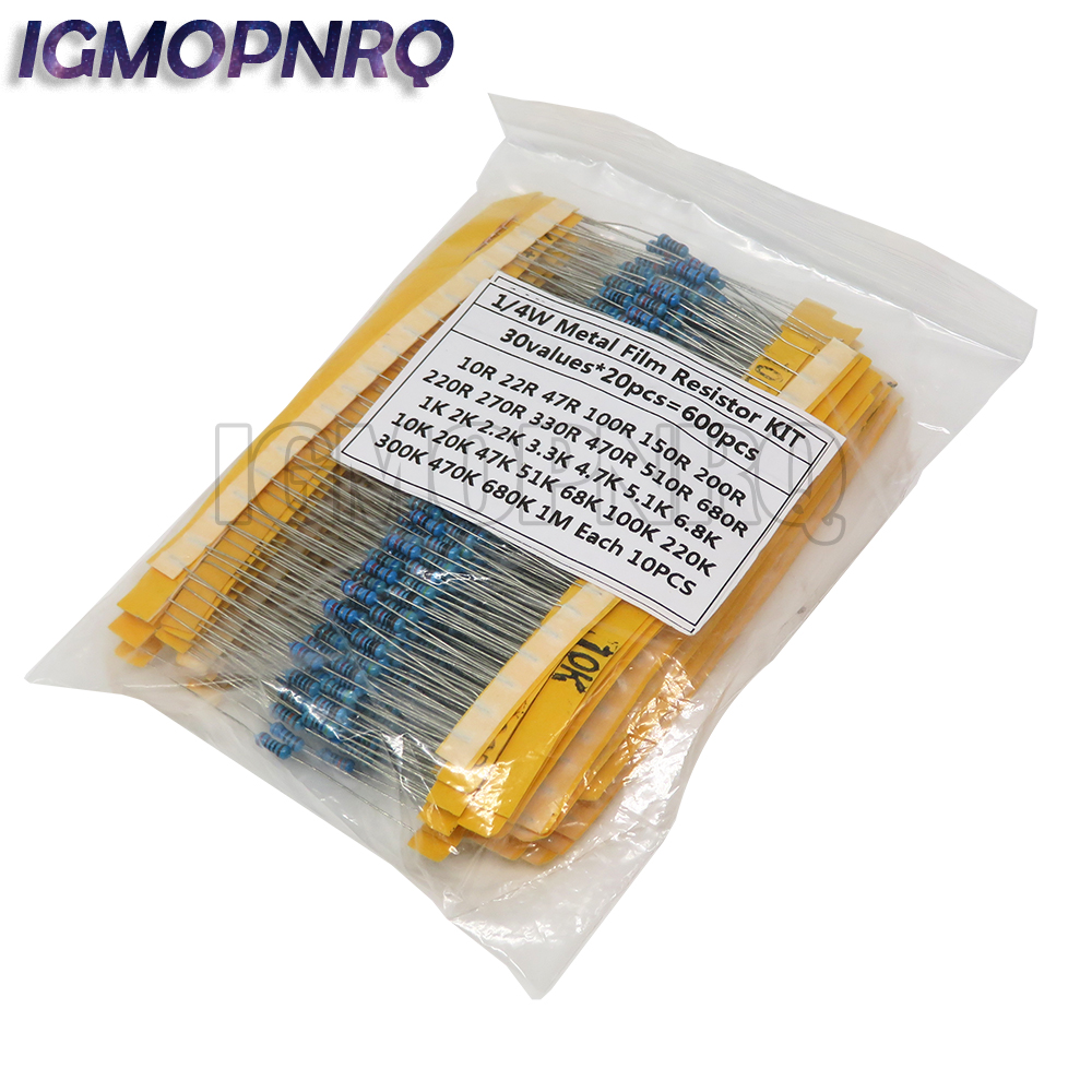 600pcs/set 30 Kinds 1/4W Resis - огляд і ціна Resistor Kit 1 4W