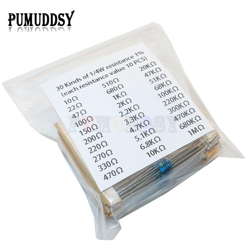 600pcs/set 30 Kinds 1/4W Resis - огляд і ціна Resistor Kit 1 4W